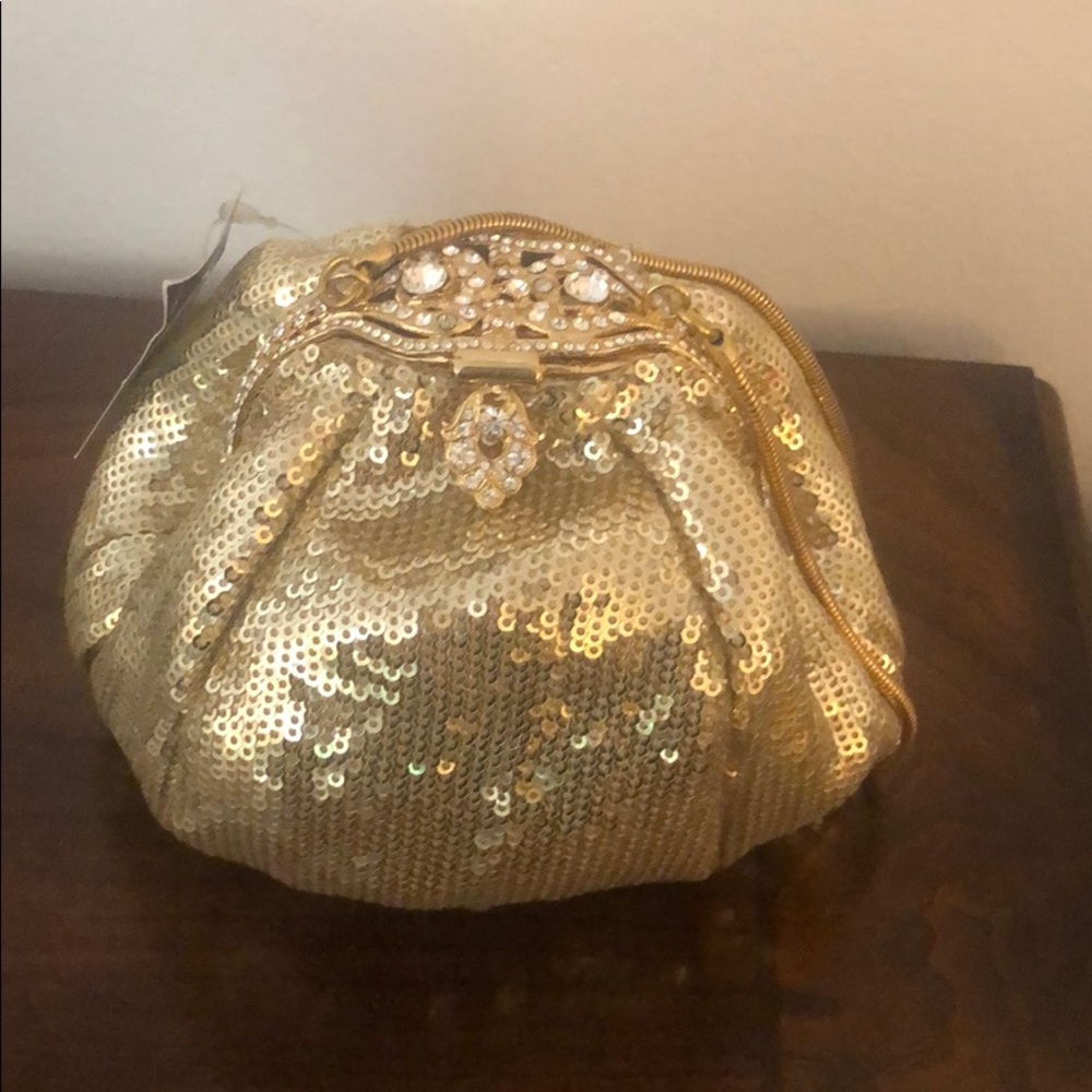 NWT Gold Sequined mini evening bag